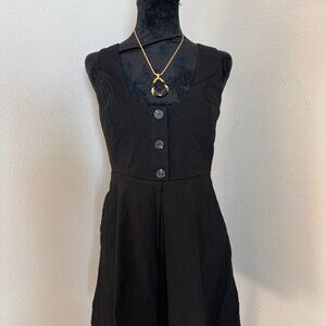 Maeve Anthropologie Black Button Front Fit & Flare Dress | Size 8 | NWT